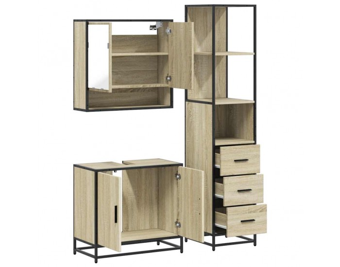 Sonata H Комплект шкафове за баня от 3 части дъб сонома инженерно дърво