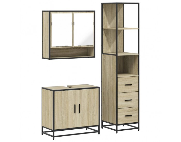 Sonata H Комплект шкафове за баня от 3 части дъб сонома инженерно дърво