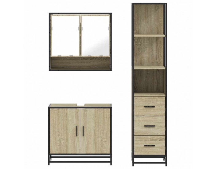 Sonata H Комплект шкафове за баня от 3 части дъб сонома инженерно дърво