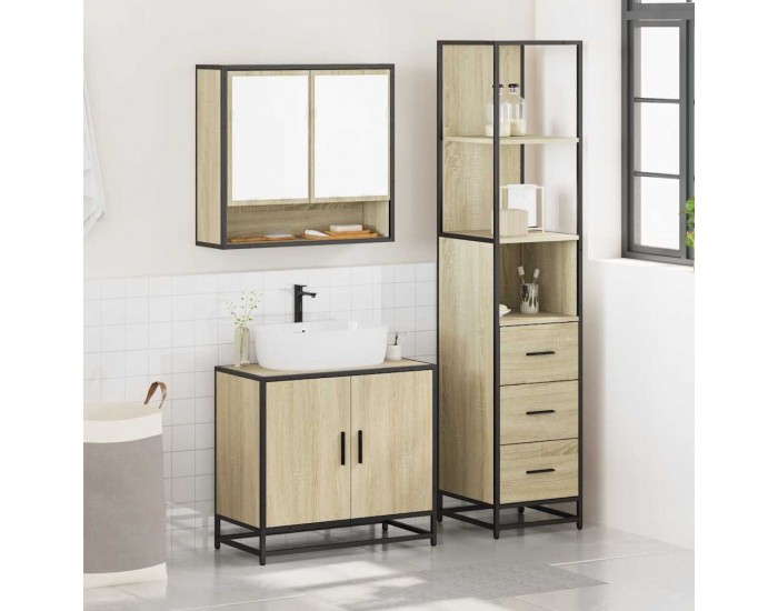 Sonata H Комплект шкафове за баня от 3 части дъб сонома инженерно дърво