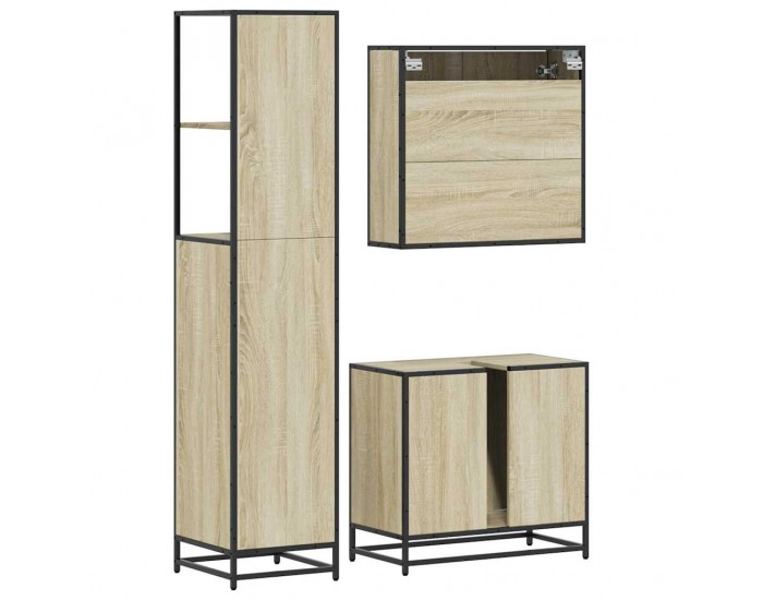 Sonata H Комплект шкафове за баня от 3 части дъб сонома инженерно дърво