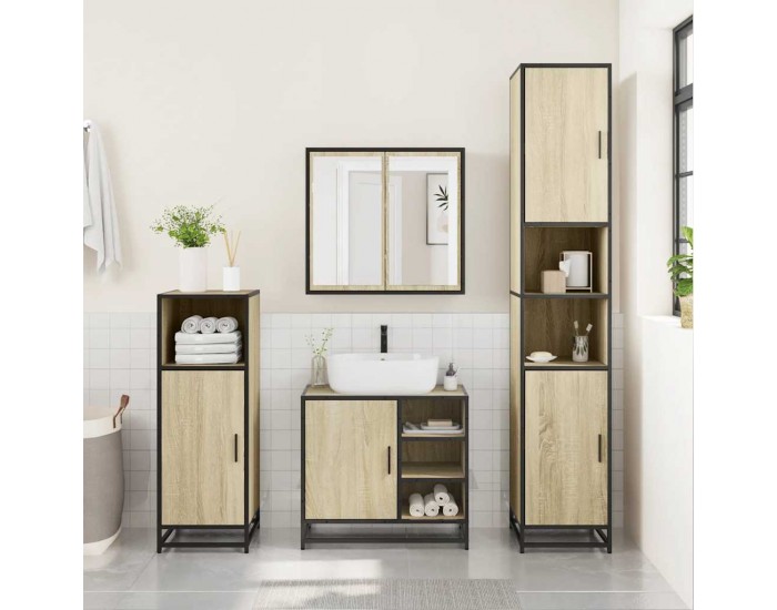 Sonata H Комплект шкафове за баня от 4 части дъб сонома инженерно дърво