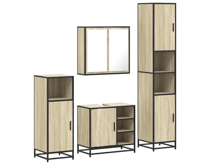 Sonata H Комплект шкафове за баня от 4 части дъб сонома инженерно дърво