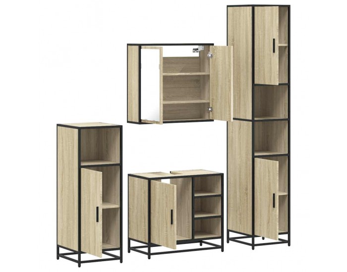 Sonata H Комплект шкафове за баня от 4 части дъб сонома инженерно дърво