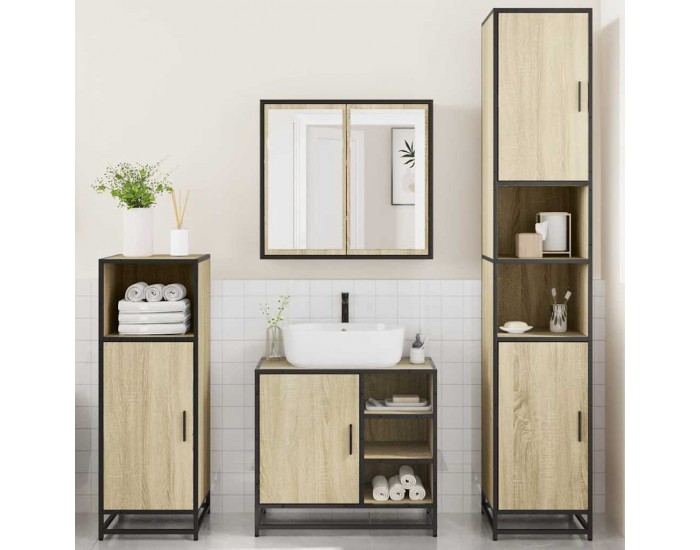 Sonata H Комплект шкафове за баня от 4 части дъб сонома инженерно дърво