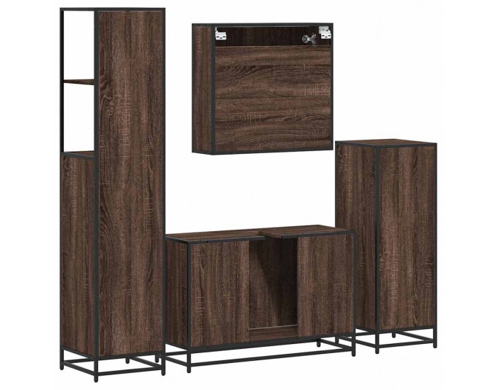 Sonata H Комплект мебели за баня от 4 части, кафяв дъб, инженерно дърво