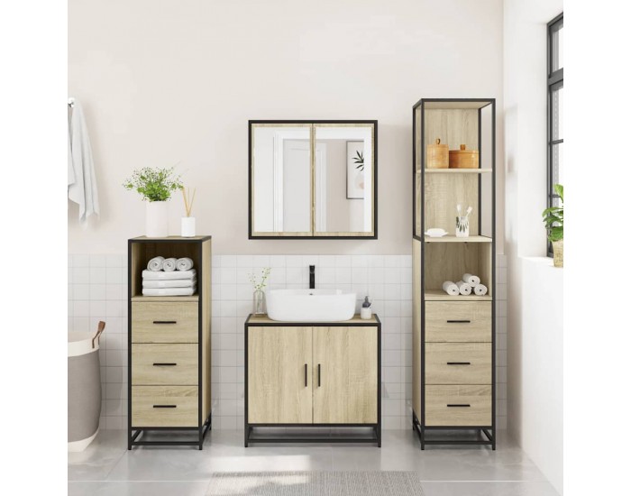 Sonata H Комплект шкафове за баня от 4 части дъб сонома инженерно дърво