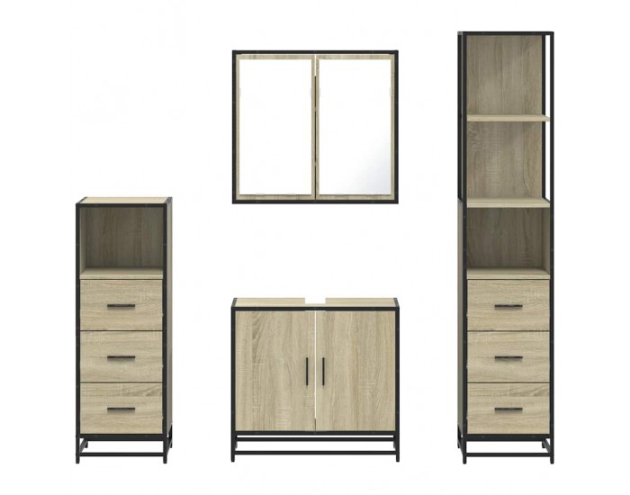 Sonata H Комплект шкафове за баня от 4 части дъб сонома инженерно дърво