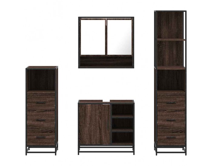 Sonata H Комплект мебели за баня от 4 части, кафяв дъб, инженерно дърво