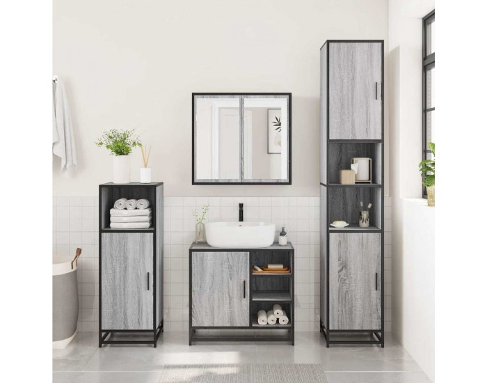 Sonata H Шкаф за мивка в банята Grey Sonoma Инженерна дървесина