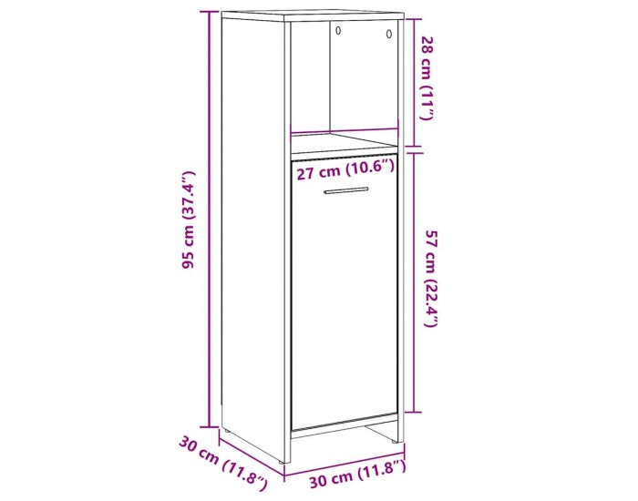 Sonata H Шкаф за баня, бетонно сиво, 30x30x95 см, ПДЧ