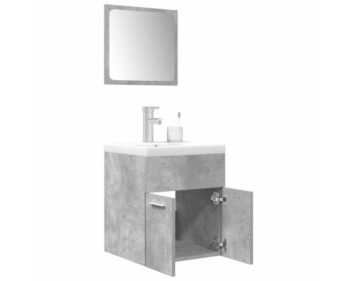 Sonata H Комплект мебели за баня от 3 части бетонно сив инженерно дърво