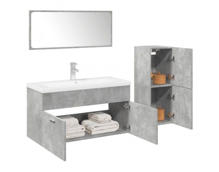 Sonata H Комплект мебели за баня от 4 части бетонно сив инженерно дърво