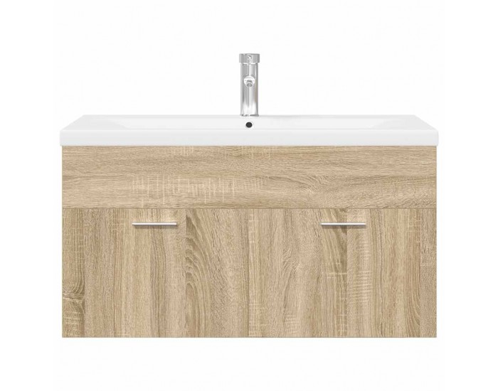 Sonata H Шкаф за мивка за баня с вградена мивка, сонома дъб