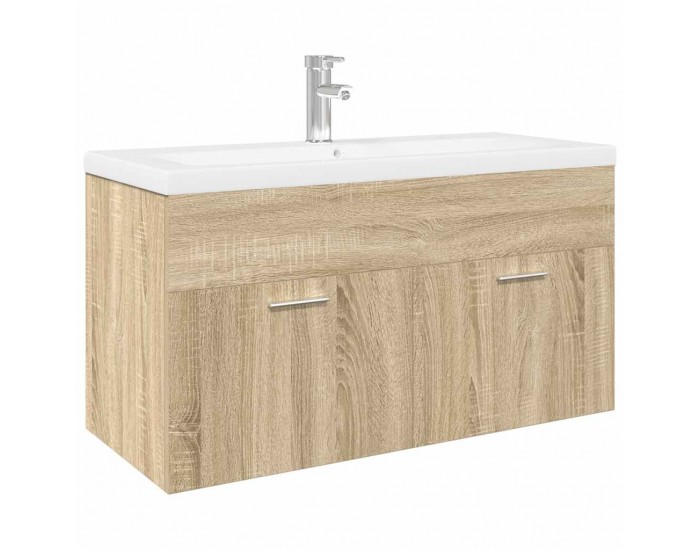 Sonata H Шкаф за мивка за баня с вградена мивка, сонома дъб