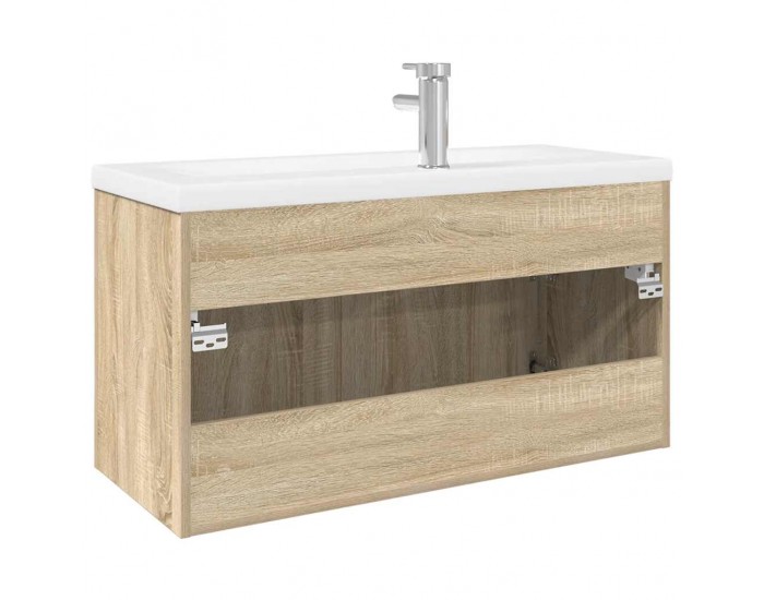 Sonata H Шкаф за мивка за баня с вградена мивка, сонома дъб