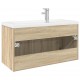 Sonata H Шкаф за мивка за баня с вградена мивка, сонома дъб