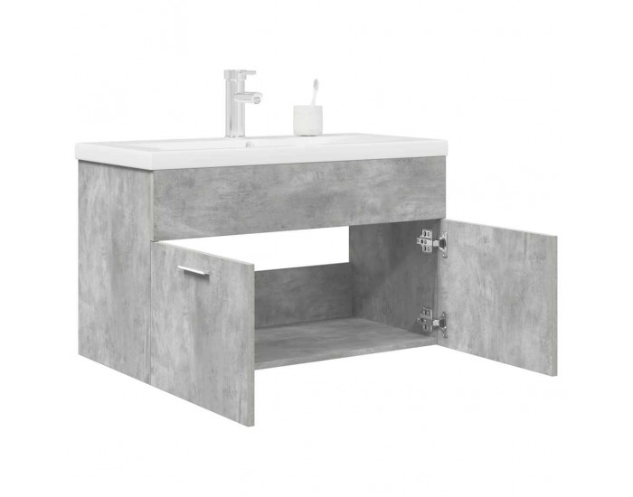 Sonata H Шкаф за мивка за баня с вградена мивка и смесител Бетон сив