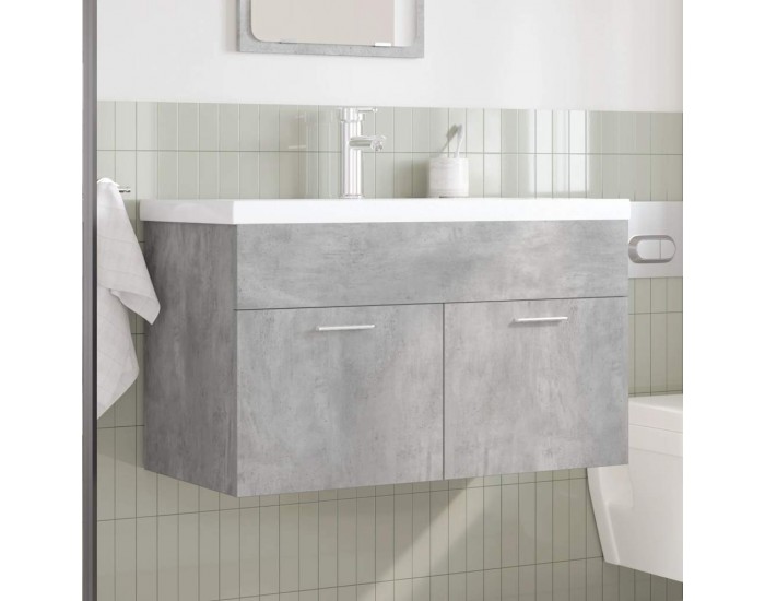 Sonata H Шкаф за мивка за баня с вградена мивка и смесител Бетон сив