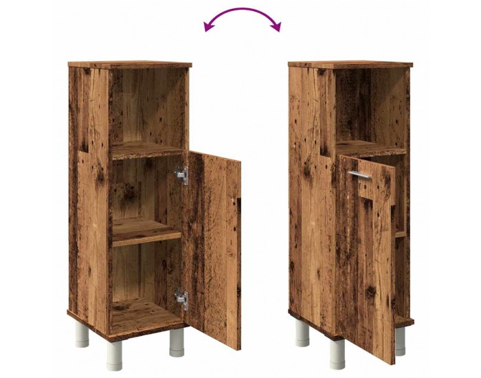 Sonata H Шкаф за баня от старо дърво 30x30x95 cm Инженерна дървесина