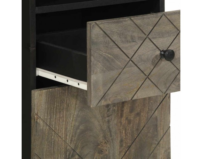 Sonata H Комплект мебели за баня от 3 части Черно масивно дърво Манго