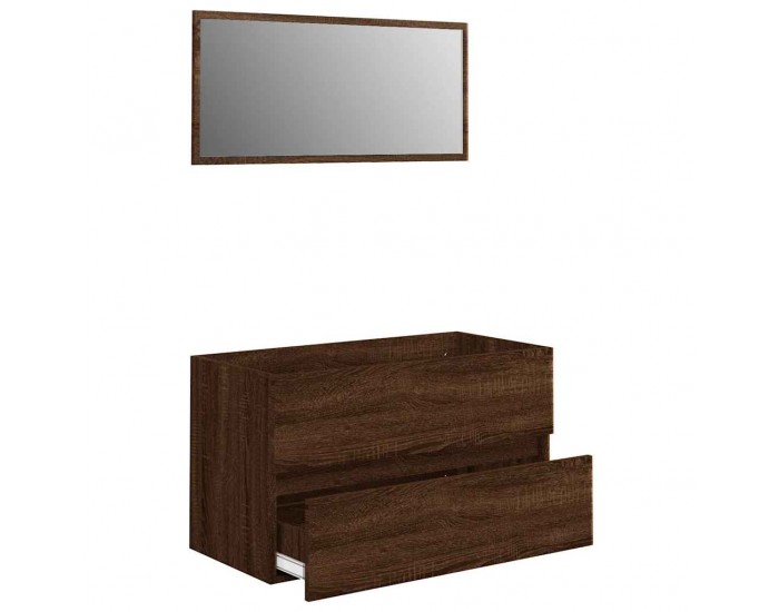 Sonata H Комплект мебели за баня от 2 части, кафяв дъб, инженерно дърво