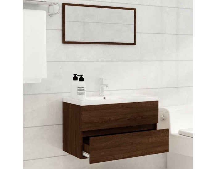 Sonata H Комплект мебели за баня от 2 части, кафяв дъб, инженерно дърво