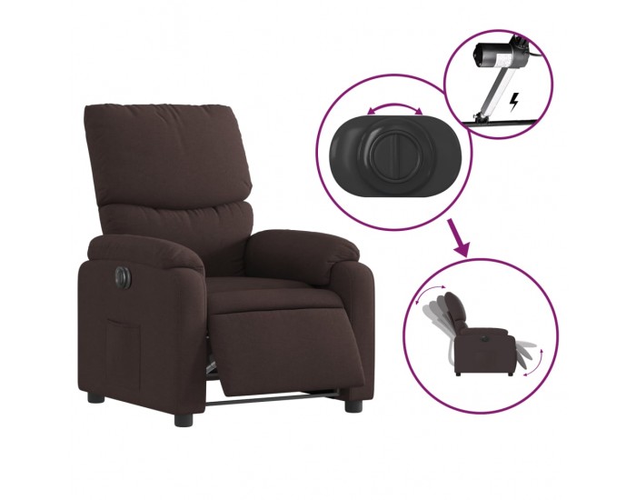 Sonata H Електрически реклайнер стол, тъмнокафяв, текстил