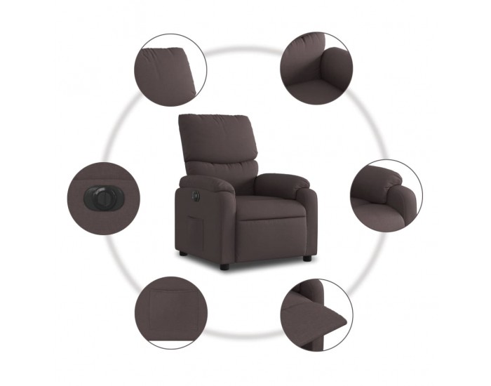 Sonata H Електрически реклайнер стол, тъмнокафяв, текстил