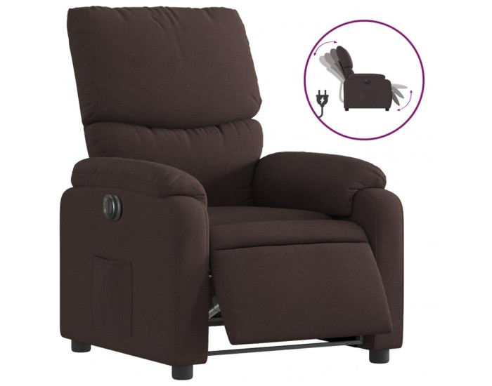 Sonata H Електрически реклайнер стол, тъмнокафяв, текстил