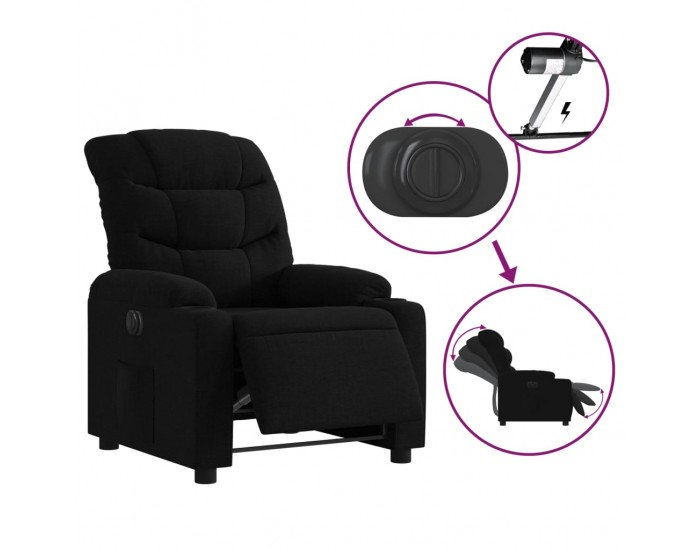 Sonata H Електрически стол реклайнер, черен, текстил