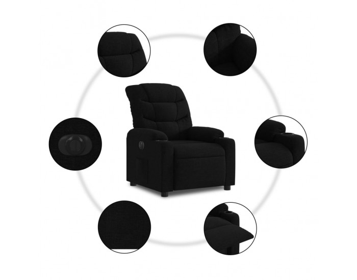 Sonata H Електрически стол реклайнер, черен, текстил