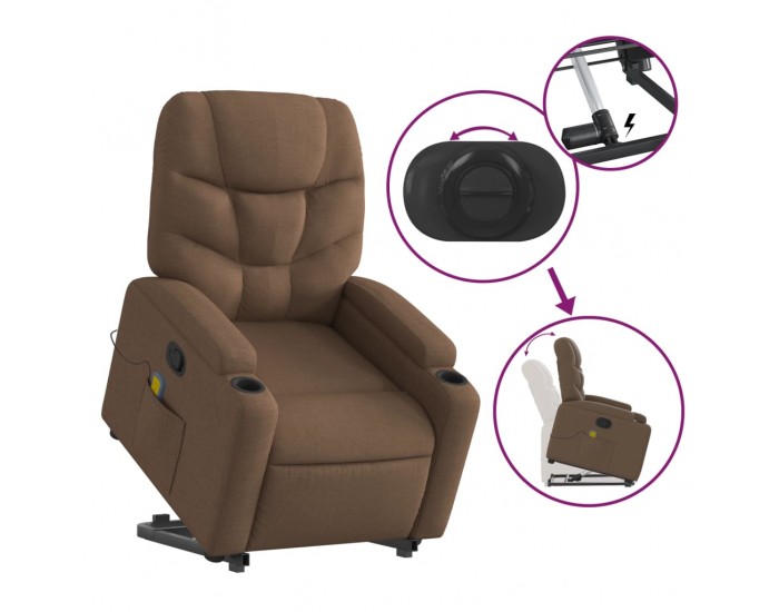 Sonata H Изправящ масажен реклайнер стол, кафяв, текстил