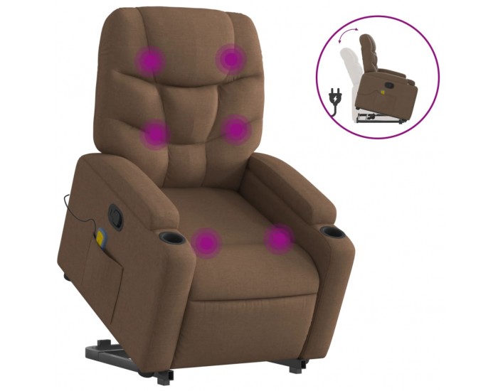 Sonata H Изправящ масажен реклайнер стол, кафяв, текстил