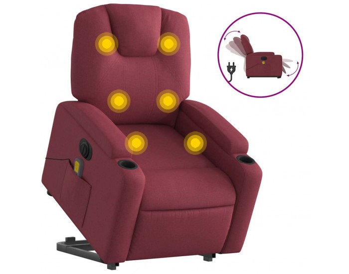 Sonata H Електрически изправящ масажен реклайнер виненочервен текстил
