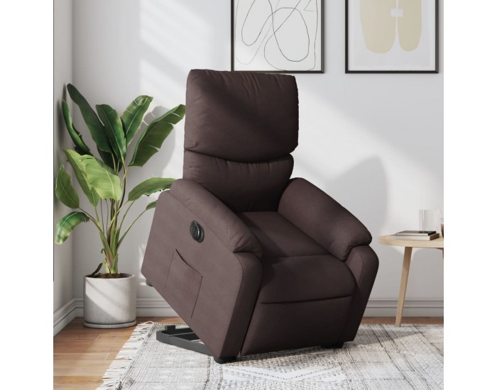 Sonata H Електрически изправящ реклайнер стол, тъмнокафяв, текстил