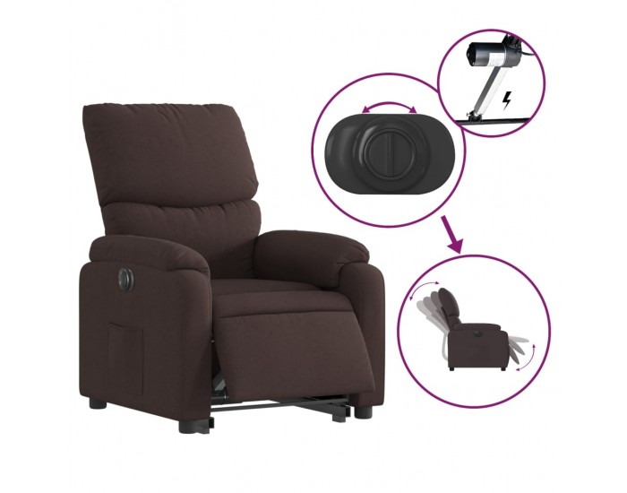 Sonata H Електрически изправящ реклайнер стол, тъмнокафяв, текстил