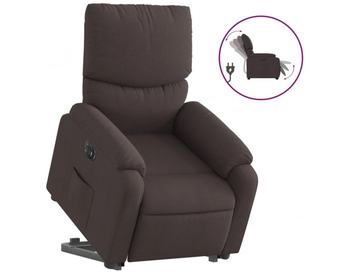 Sonata H Електрически изправящ реклайнер стол, тъмнокафяв, текстил