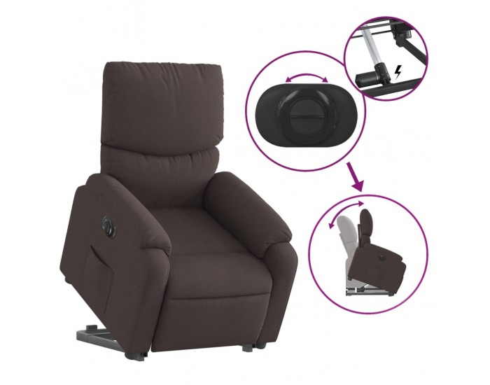 Sonata H Електрически изправящ реклайнер стол, тъмнокафяв, текстил