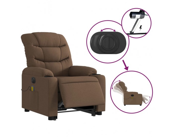 Sonata H Електрически изправящ масажен реклайнер стол кафяв текстил