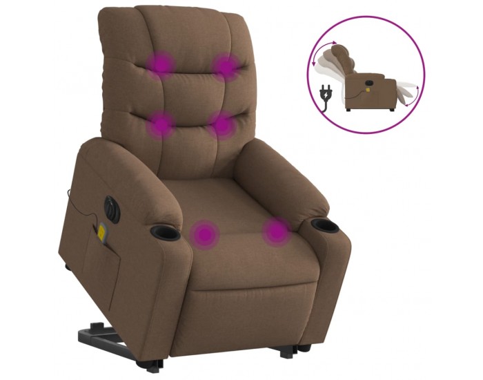 Sonata H Електрически изправящ масажен реклайнер стол кафяв текстил