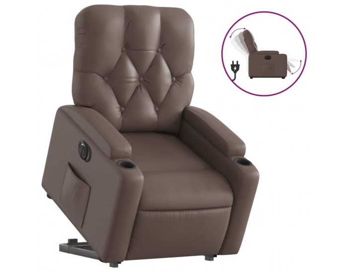 Sonata H Електрически изправящ реклайнер стол, кафяв, изкуствена кожа