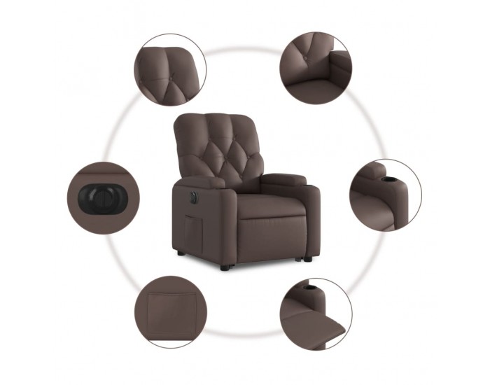 Sonata H Електрически изправящ реклайнер стол, кафяв, изкуствена кожа