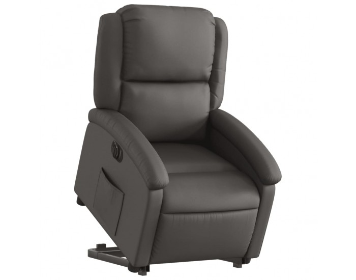 Sonata H Електрически изправящ реклайнер стол, сив, естествена кожа