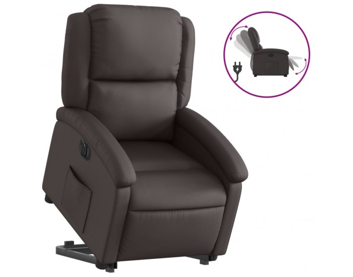 Sonata H Електрически изправящ реклайнер стол тъмнокафяв естествена кожа