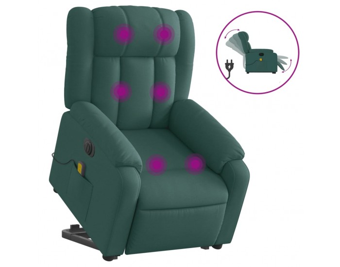 Sonata H Електрически изправящ масажен реклайнер стол тъмнозелен текстил