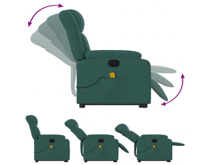 Sonata H Електрически изправящ масажен реклайнер стол тъмнозелен текстил