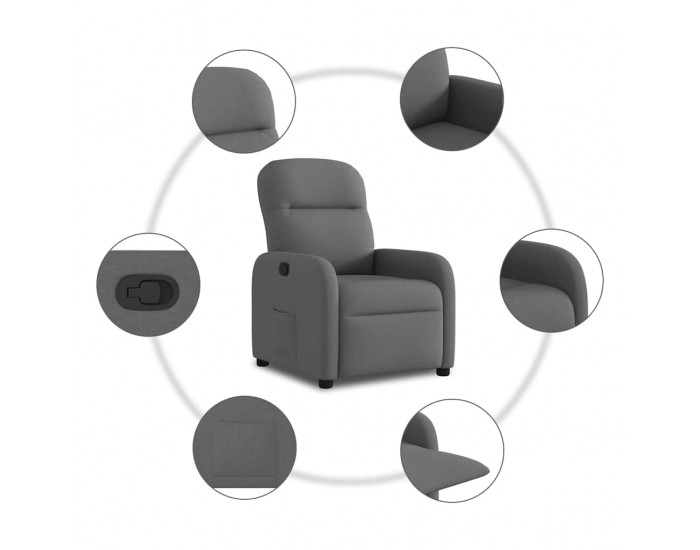 Sonata H Реклайнер, тъмносив, текстил