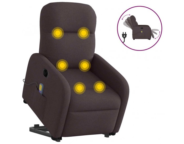 Sonata H Електрически изправящ масажен реклайнер стол тъмнокафяв текстил