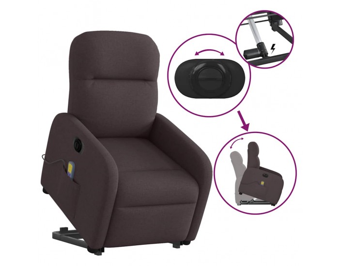 Sonata H Електрически изправящ масажен реклайнер стол тъмнокафяв текстил